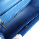 Chanel Small Kelly Shopper Blue Shiny Aged Calfskin Brushed Gold Hardware