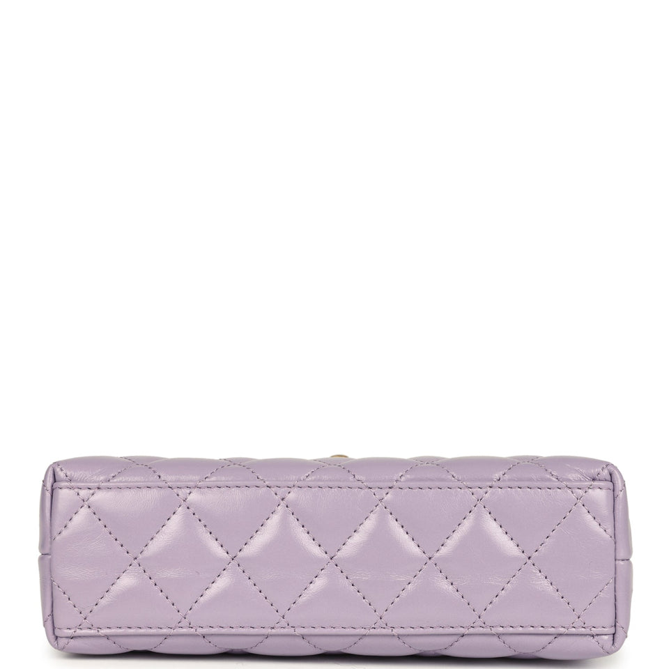 Chanel Small Kelly Shopper Light Purple Shiny Aged Calfskin Brushed Gold Hardware