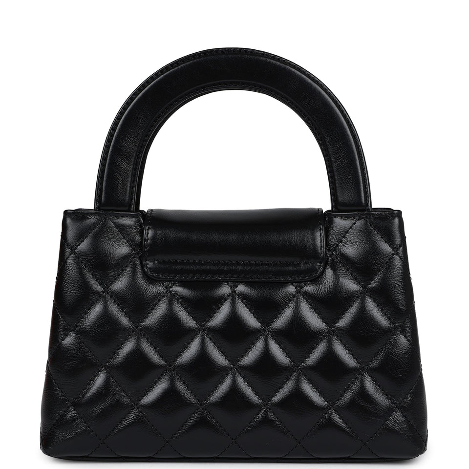 Chanel Small Kelly Shopper Black Shiny Aged Calfskin Brushed Gold Hardware