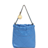 Chanel Mini 22 Bag Blue Shiny Aged Calfskin Gold Hardware