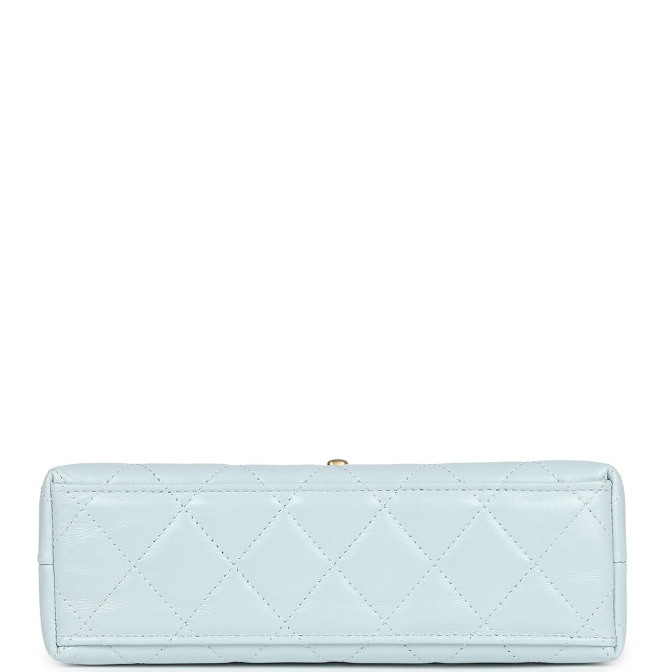 Chanel Small Kelly Shopper Light Blue Shiny Aged Calfskin Brushed Gold Hardware