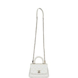 Chanel Mini Coco Handle Flap Bag Ivory Pearly Iridescent Caviar Light Gold Hardware