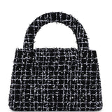 Chanel Small Kelly Shopper Black, White & Silver Sequin Tweed Brushed Gold Hardware