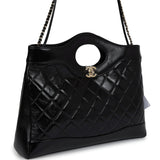 Chanel Large 31 Shopper Black Shiny Lambskin Light Gold Hardware
