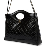 Chanel Large 31 Shopper Black Shiny Lambskin Light Gold Hardware