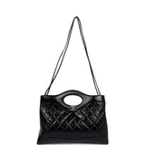 Chanel Large 31 Shopper Black Shiny Lambskin Light Gold Hardware