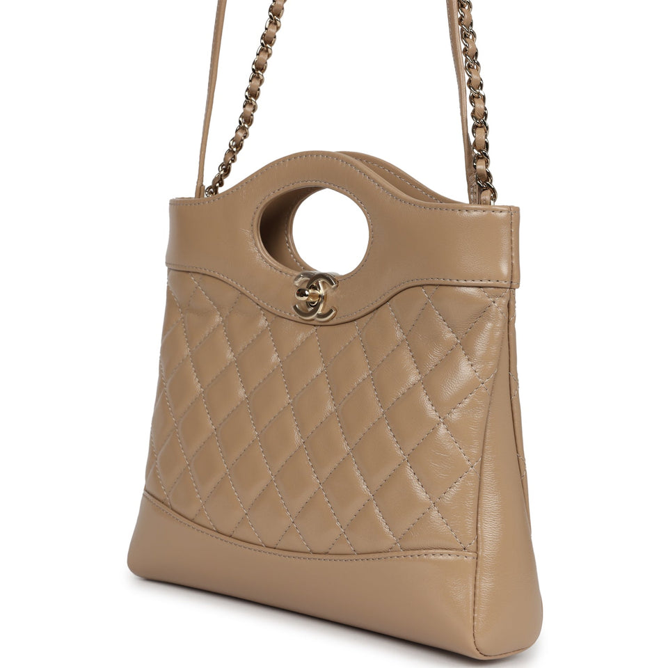 Chanel Small 31 Shopper Dark Beige Lambskin Light Gold Hardware