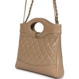 Chanel Small 31 Shopper Dark Beige Lambskin Light Gold Hardware