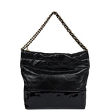 Chanel Small 22 Bag Black Shiny and Patent Calfskin Gold Hardware
