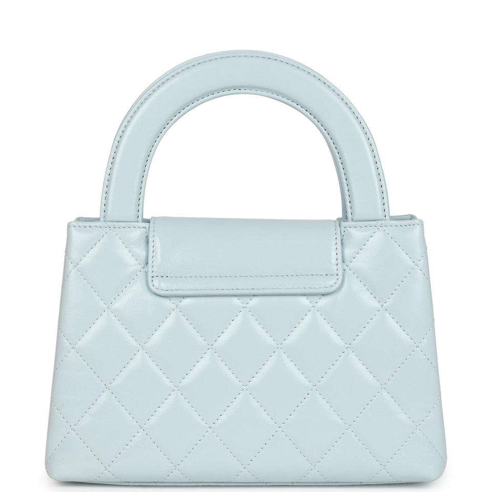 Chanel Small Kelly Shopper Light Blue Shiny Aged Calfskin Brushed Gold Hardware