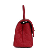 Chanel Small Coco Handle Dark Red Caviar Light Gold Hardware