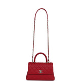 Chanel Small Coco Handle Dark Red Caviar Light Gold Hardware