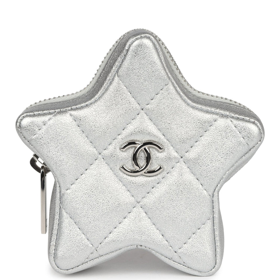 Chanel Star Charm Silver Metallic Lambskin Silver Hardware