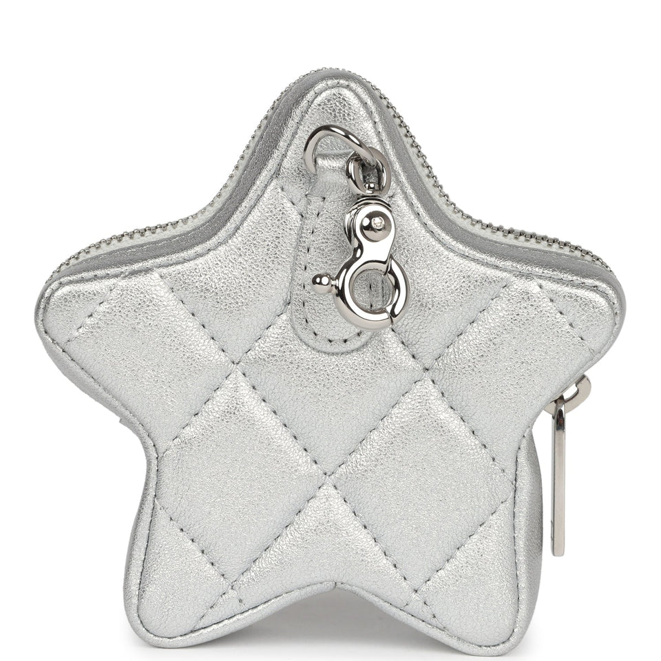 Chanel Star Charm Silver Metallic Lambskin Silver Hardware