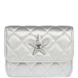 Chanel Crystal CC Walk Of Fame Clutch Wallet Silver Metallic Goatskin Silver Hardware