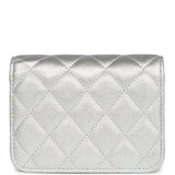 Chanel Crystal CC Walk Of Fame Clutch Wallet Silver Metallic Goatskin Silver Hardware