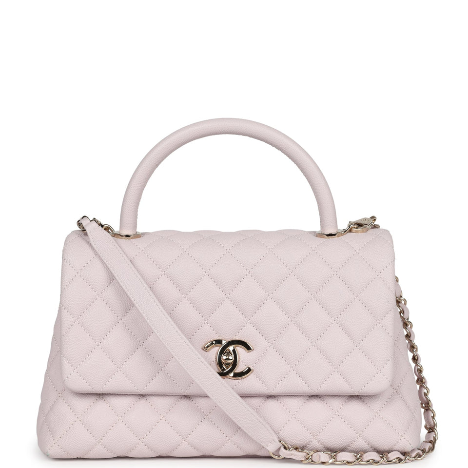 Chanel Medium Coco Handle Flap Bag Light Purple Caviar Light Gold Hardware