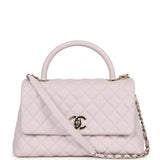 Chanel Medium Coco Handle Flap Bag Light Purple Caviar Light Gold Hardware