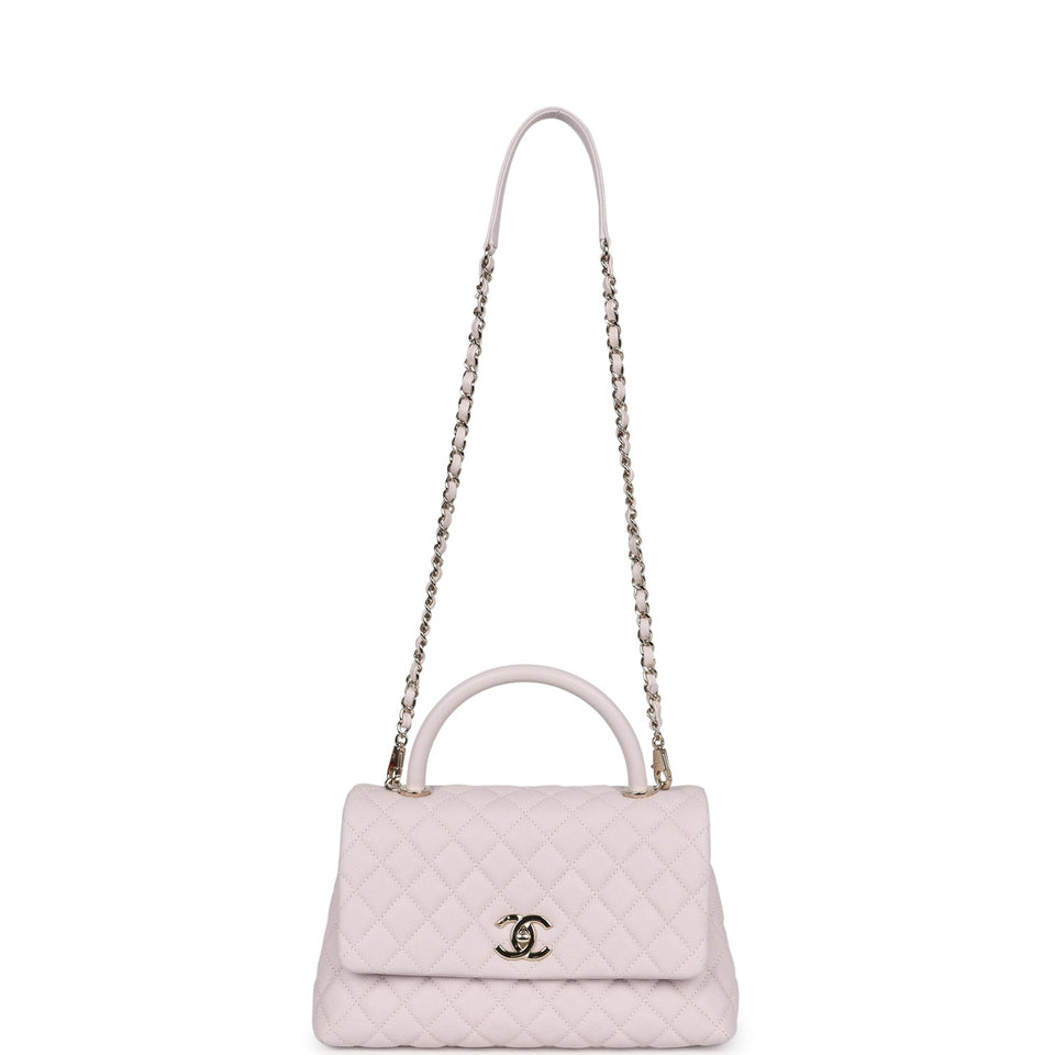 Chanel Medium Coco Handle Flap Bag Light Purple Caviar Light Gold Hardware