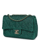 Chanel Mini Flap Bag Green Swarovski Crystal and Green Lambskin Silver Hardware