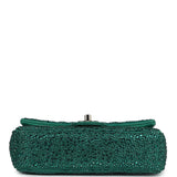 Chanel Mini Flap Bag Green Swarovski Crystal and Green Lambskin Silver Hardware