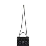 Chanel Small Square Top Handle Flap Bag Black Caviar Light Gold Hardware