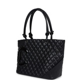 Chanel Large Cambon Ligne Tote Black Calfskin Silver Hardware