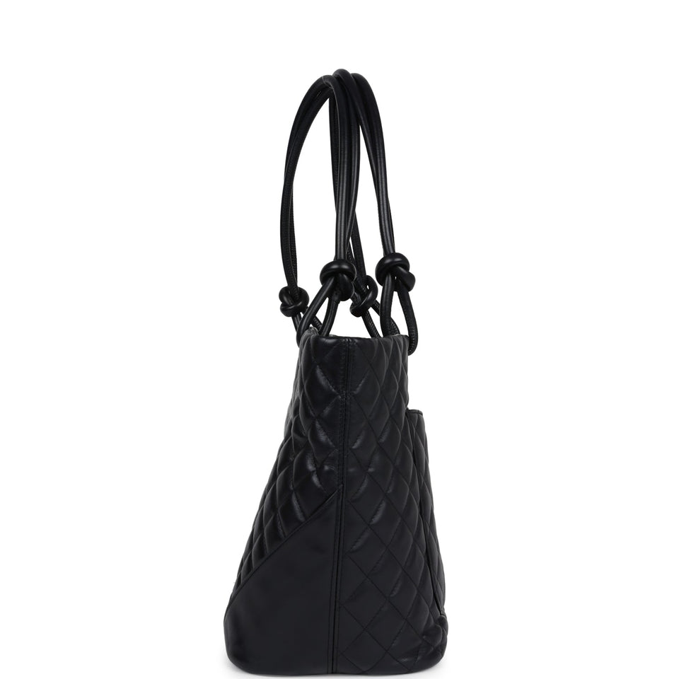 Chanel Large Cambon Ligne Tote Black Calfskin Silver Hardware