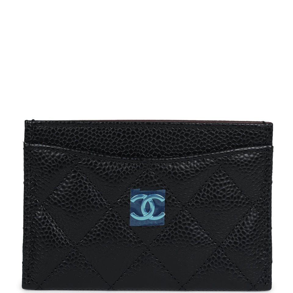 Chanel Classic  Holder Black Caviar Silver Hardware