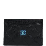 Chanel Classic  Holder Black Caviar Silver Hardware