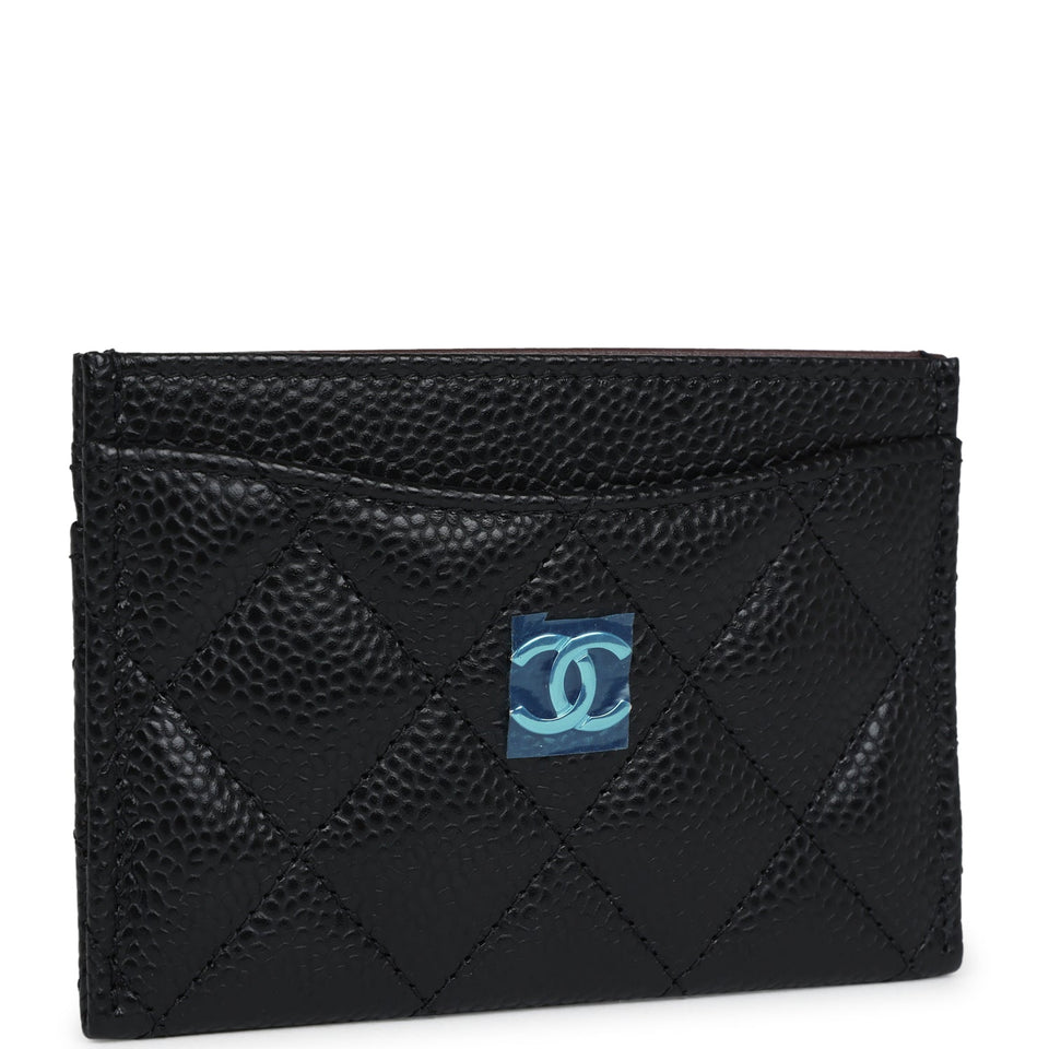 Chanel Classic  Holder Black Caviar Silver Hardware
