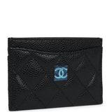 Chanel Classic  Holder Black Caviar Silver Hardware