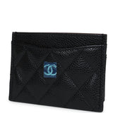 Chanel Classic  Holder Black Caviar Silver Hardware