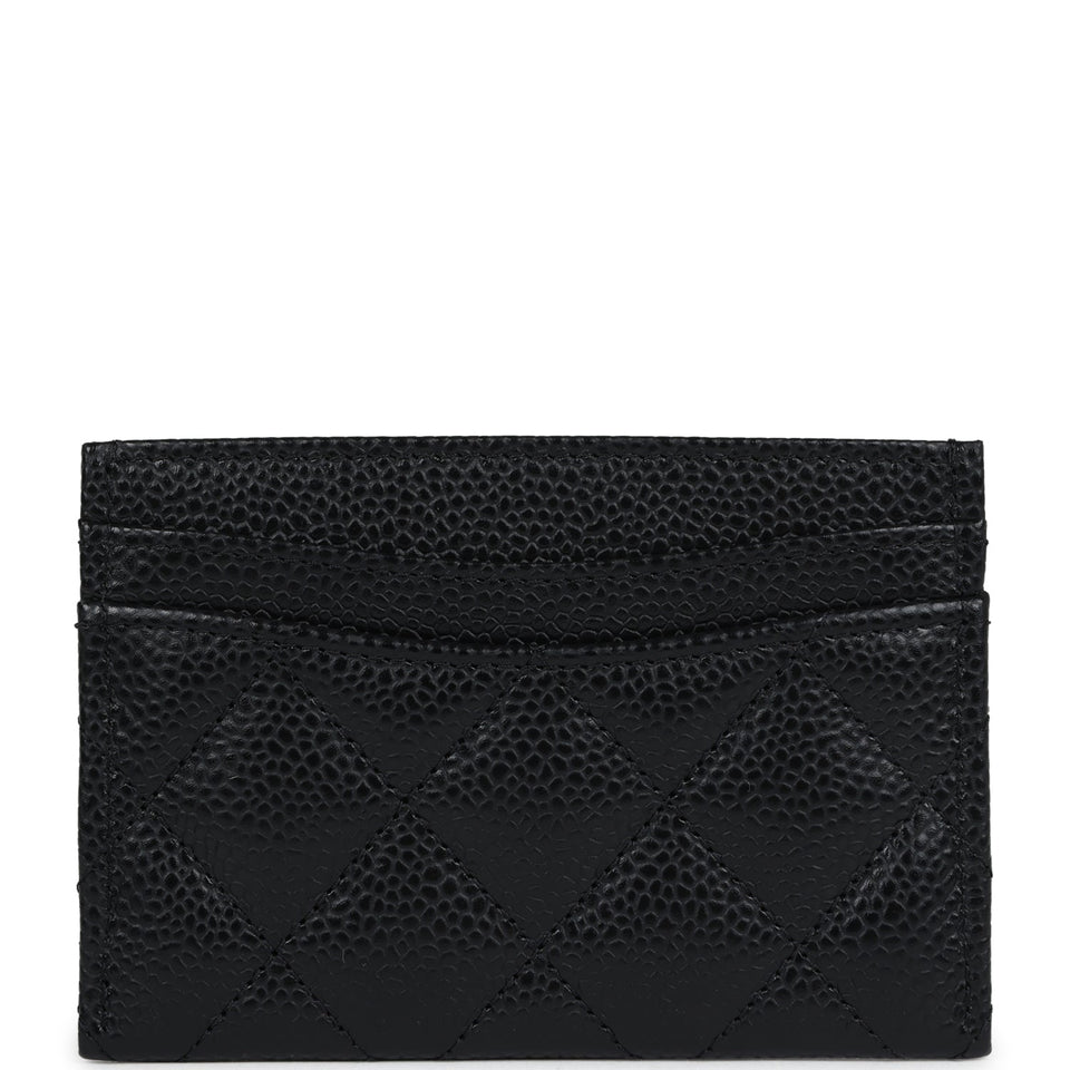 Chanel Classic  Holder Black Caviar Silver Hardware