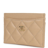Chanel Classic  Holder Wallet Beige Caviar Gold Hardware