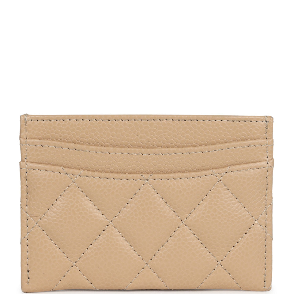 Chanel Classic  Holder Wallet Beige Caviar Gold Hardware