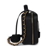 Chanel Medium CC Filigree Vanity Case Black Caviar Antique Gold Hardware