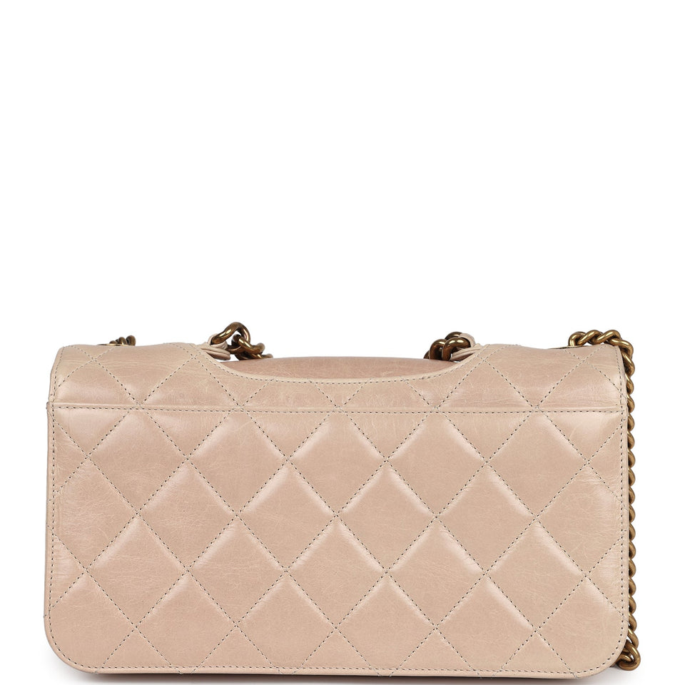 Chanel Perfect Edge Flap Bag Beige Aged Calfskin Antique Gold Hardware