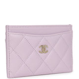 Chanel  Holder Wallet Lilac Caviar Gold Hardware