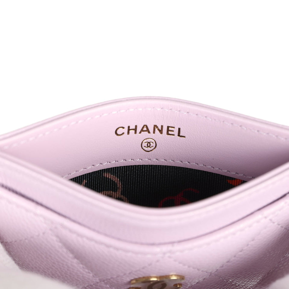 Chanel  Holder Wallet Lilac Caviar Gold Hardware