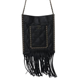 Chanel Small CC Fringe Shopping Bag Black Calfskin Light Gold Hardware