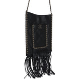 Chanel Small CC Fringe Shopping Bag Black Calfskin Light Gold Hardware