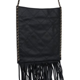 Chanel Small CC Fringe Shopping Bag Black Calfskin Light Gold Hardware