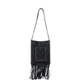 Chanel Small CC Fringe Shopping Bag Black Calfskin Light Gold Hardware