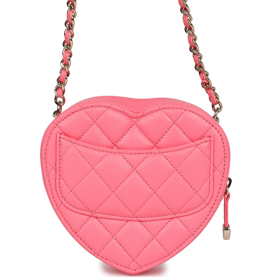 Chanel CC In Love Small Heart Bag Hot Pink Lambskin Light Gold Hardware