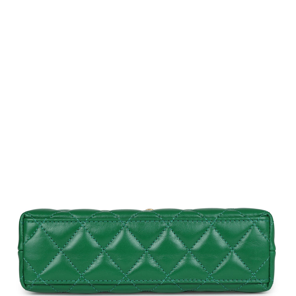 Chanel Small Kelly Shopper Dark Green Shiny Aged Calfskin Brushed Gold Hardware