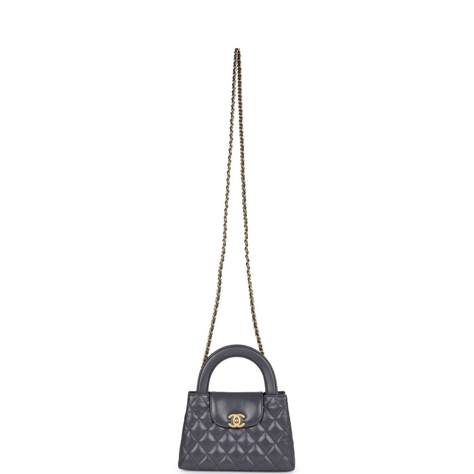 Chanel Small Kelly Shopper Dark Grey Shiny Aged Calfskin Brushed Gold Hardware