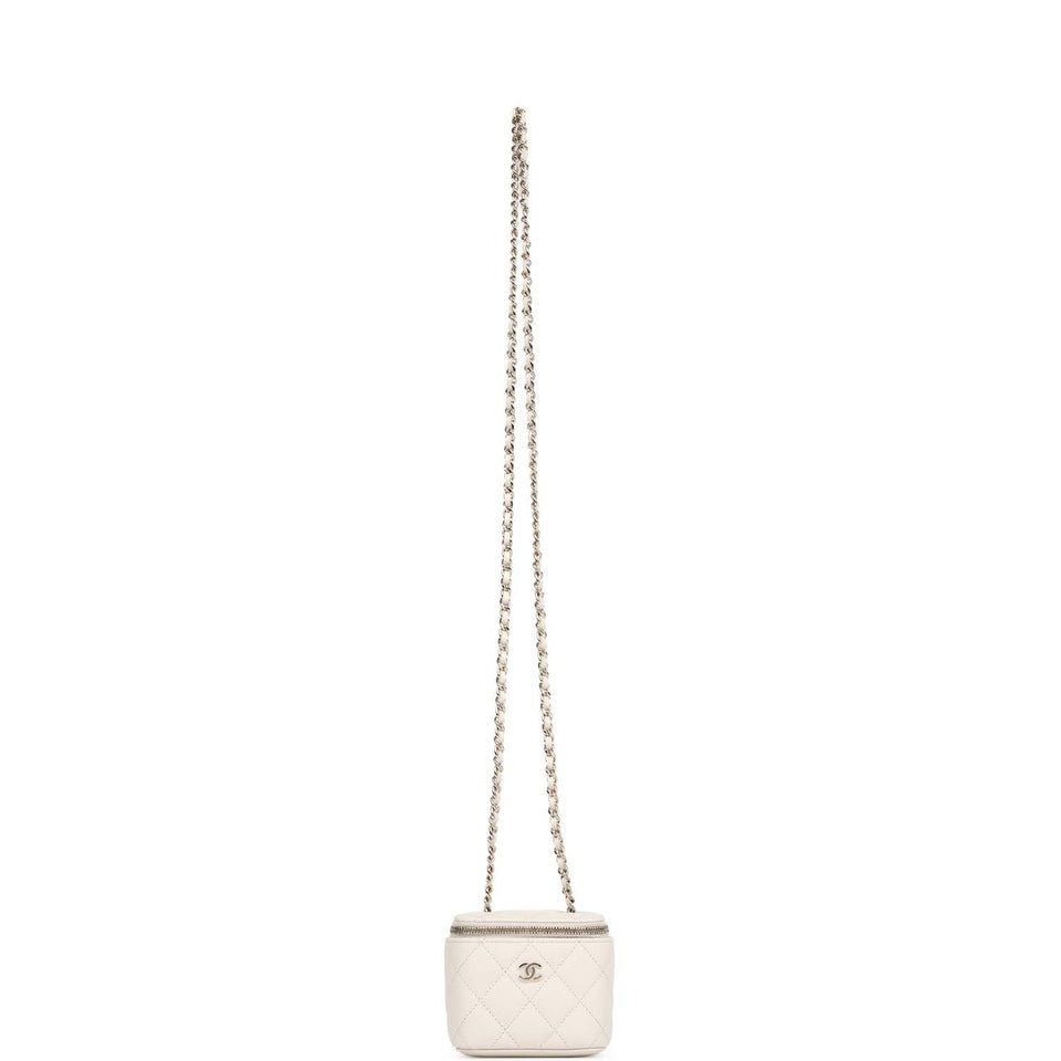 Chanel Mini Square Vanity Case Crossbody Bag Ivory Caviar Light Gold Hardware