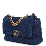 Chanel Medium 19 Flap Dark Blue Denim Mixed Metal Hardware