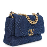 Chanel Medium 19 Flap Dark Blue Denim Mixed Metal Hardware